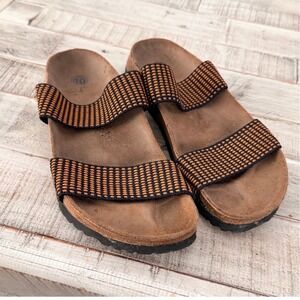 Birkenstock Curacao Birkis Slide Sandals Orange Black Cork Footbed Womens 10